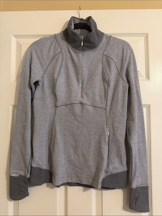 lululemon athletica Tops - Lululemon Runderful 1/2 Zip Pullover Check Piqué White Heathered Slate Jacket